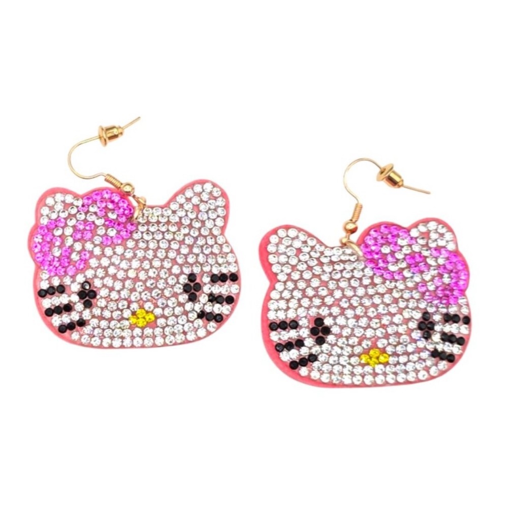 Hello Kitty Pink Rhinestone Earrings